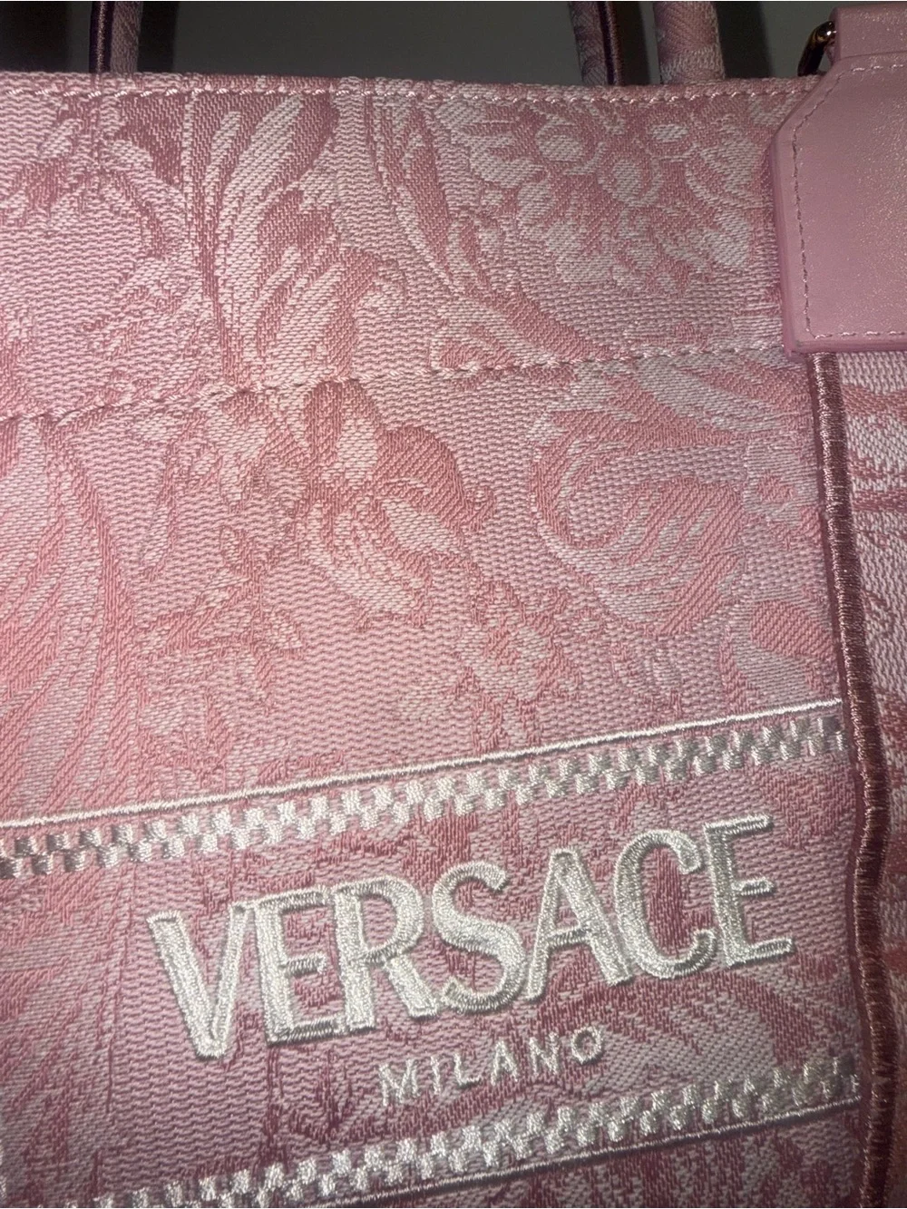 Versace Small Athena Tote Pink Jacquard